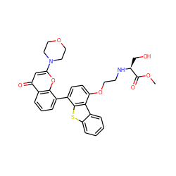 COC(=O)[C@H](CO)NCCOc1ccc(-c2cccc3c(=O)cc(N4CCOCC4)oc23)c2sc3ccccc3c12 ZINC000101696296