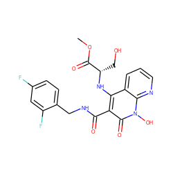 COC(=O)[C@H](CO)Nc1c(C(=O)NCc2ccc(F)cc2F)c(=O)n(O)c2ncccc12 ZINC000169352023