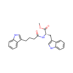 COC(=O)[C@H](Cc1c[nH]c2ccccc12)NC(=O)CCCc1c[nH]c2ccccc12 ZINC000004090560