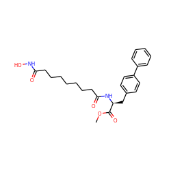 COC(=O)[C@H](Cc1ccc(-c2ccccc2)cc1)NC(=O)CCCCCCCC(=O)NO ZINC000029124281