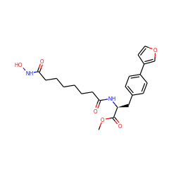COC(=O)[C@H](Cc1ccc(-c2ccoc2)cc1)NC(=O)CCCCCCC(=O)NO ZINC000029123948