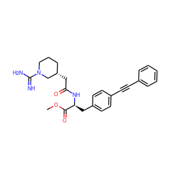 COC(=O)[C@H](Cc1ccc(C#Cc2ccccc2)cc1)NC(=O)C[C@H]1CCCN(C(=N)N)C1 ZINC000013579788