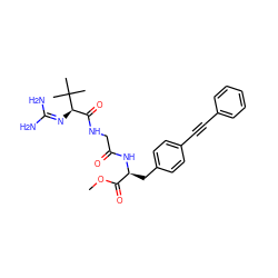 COC(=O)[C@H](Cc1ccc(C#Cc2ccccc2)cc1)NC(=O)CNC(=O)[C@@H](N=C(N)N)C(C)(C)C ZINC000026837647