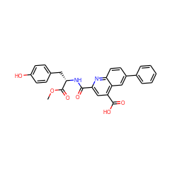 COC(=O)[C@H](Cc1ccc(O)cc1)NC(=O)c1cc(C(=O)O)c2cc(-c3ccccc3)ccc2n1 ZINC000103233068