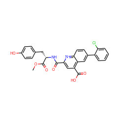 COC(=O)[C@H](Cc1ccc(O)cc1)NC(=O)c1cc(C(=O)O)c2cc(-c3ccccc3Cl)ccc2n1 ZINC000043152426