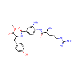 COC(=O)[C@H](Cc1ccc(O)cc1)NC(=O)c1ccc(NC(=O)[C@@H](N)CCCNC(=N)N)c(N)c1 ZINC000299864525