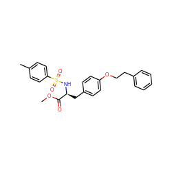 COC(=O)[C@H](Cc1ccc(OCCc2ccccc2)cc1)NS(=O)(=O)c1ccc(C)cc1 ZINC000095562027