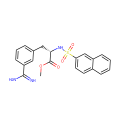 COC(=O)[C@H](Cc1cccc(C(=N)N)c1)NS(=O)(=O)c1ccc2ccccc2c1 ZINC000003834145