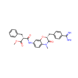 COC(=O)[C@H](Cc1ccccc1)C(=O)Nc1ccc2c(c1)O[C@H](Cc1ccc(C(=N)N)cc1)C(=O)N2C ZINC000040876143