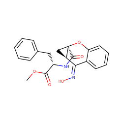 COC(=O)[C@H](Cc1ccccc1)NC(=O)[C@@]12C[C@@H]1/C(=N\O)c1ccccc1O2 ZINC000013835165