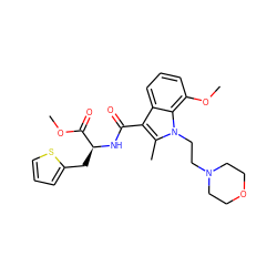 COC(=O)[C@H](Cc1cccs1)NC(=O)c1c(C)n(CCN2CCOCC2)c2c(OC)cccc12 ZINC000013817315