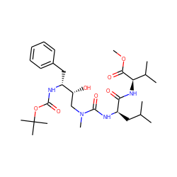 COC(=O)[C@H](NC(=O)[C@@H](CC(C)C)NC(=O)N(C)C[C@@H](O)[C@@H](Cc1ccccc1)NC(=O)OC(C)(C)C)C(C)C ZINC000028638869