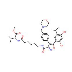 COC(=O)[C@H](NC(=O)CCCCCNC(=O)c1noc(-c2cc(C(C)C)c(O)cc2O)c1-c1ccc(CN2CCOCC2)cc1)C(C)C ZINC001772590795