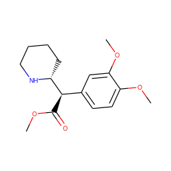 COC(=O)[C@H](c1ccc(OC)c(OC)c1)[C@H]1CCCCN1 ZINC000064251709