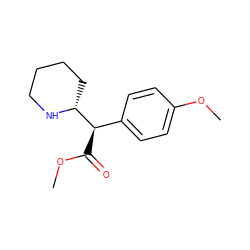 COC(=O)[C@H](c1ccc(OC)cc1)[C@H]1CCCCN1 ZINC000013778324
