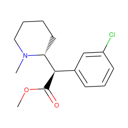 COC(=O)[C@H](c1cccc(Cl)c1)[C@H]1CCCCN1C ZINC000028227470