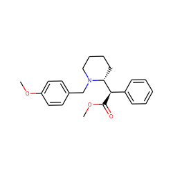 COC(=O)[C@H](c1ccccc1)[C@H]1CCCCN1Cc1ccc(OC)cc1 ZINC000064437133