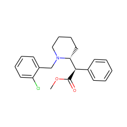 COC(=O)[C@H](c1ccccc1)[C@H]1CCCCN1Cc1ccccc1Cl ZINC000064446575