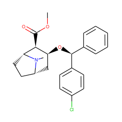 COC(=O)[C@H]1[C@@H](O[C@@H](c2ccccc2)c2ccc(Cl)cc2)C[C@@H]2CC[C@H]1N2C ZINC000027213109