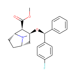 COC(=O)[C@H]1[C@@H](O[C@@H](c2ccccc2)c2ccc(F)cc2)C[C@@H]2CC[C@H]1N2C ZINC000027206537