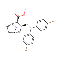 COC(=O)[C@H]1[C@@H](OC(c2ccc(Br)cc2)c2ccc(Br)cc2)C[C@@H]2CC[C@H]1N2C ZINC000027215912