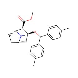 COC(=O)[C@H]1[C@@H](OC(c2ccc(C)cc2)c2ccc(C)cc2)C[C@@H]2CC[C@H]1N2C ZINC000027206529