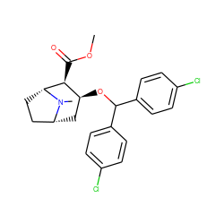 COC(=O)[C@H]1[C@@H](OC(c2ccc(Cl)cc2)c2ccc(Cl)cc2)C[C@@H]2CC[C@H]1N2C ZINC000027214046