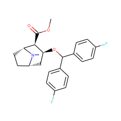 COC(=O)[C@H]1[C@@H](OC(c2ccc(F)cc2)c2ccc(F)cc2)C[C@@H]2CC[C@H]1N2C ZINC000013737427