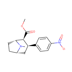 COC(=O)[C@H]1[C@@H](c2ccc([N+](=O)[O-])cc2)C[C@@H]2CC[C@H]1N2C ZINC000013738414