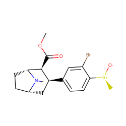 COC(=O)[C@H]1[C@@H](c2ccc([S@+](C)[O-])c(Br)c2)C[C@@H]2CC[C@H]1N2C ZINC000045261930