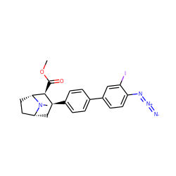 COC(=O)[C@H]1[C@@H](c2ccc(-c3ccc(N=[N+]=[N-])c(I)c3)cc2)C[C@@H]2CC[C@H]1N2C ZINC000036271676