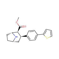 COC(=O)[C@H]1[C@@H](c2ccc(-c3cccs3)cc2)C[C@@H]2CC[C@H]1N2 ZINC000028137389