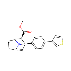 COC(=O)[C@H]1[C@@H](c2ccc(-c3ccsc3)cc2)C[C@@H]2CC[C@H]1N2C ZINC000028132970