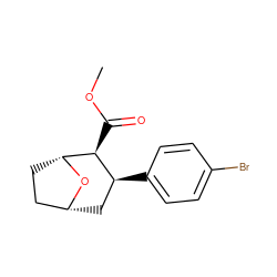 COC(=O)[C@H]1[C@@H](c2ccc(Br)cc2)C[C@@H]2CC[C@H]1O2 ZINC000013764424