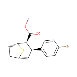 COC(=O)[C@H]1[C@@H](c2ccc(Br)cc2)C[C@@H]2CC[C@H]1S2 ZINC000028644445