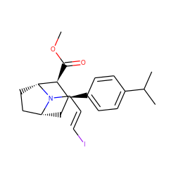 COC(=O)[C@H]1[C@@H](c2ccc(C(C)C)cc2)C[C@@H]2CC[C@H]1N2C/C=C/I ZINC000013761888