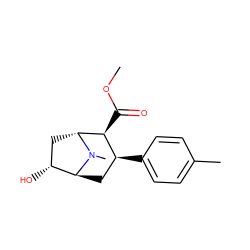 COC(=O)[C@H]1[C@@H](c2ccc(C)cc2)C[C@H]2[C@H](O)C[C@H]1N2C ZINC000100861884