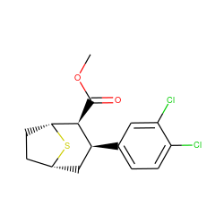 COC(=O)[C@H]1[C@@H](c2ccc(Cl)c(Cl)c2)C[C@@H]2CC[C@H]1S2 ZINC000028643047