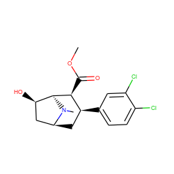 COC(=O)[C@H]1[C@@H](c2ccc(Cl)c(Cl)c2)C[C@H]2C[C@@H](O)[C@@H]1N2C ZINC000013863562