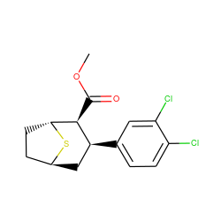 COC(=O)[C@H]1[C@@H](c2ccc(Cl)c(Cl)c2)C[C@H]2CC[C@H]1S2 ZINC000101082948