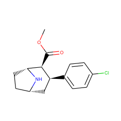 COC(=O)[C@H]1[C@@H](c2ccc(Cl)cc2)C[C@@H]2CC[C@H]1N2 ZINC000013644798