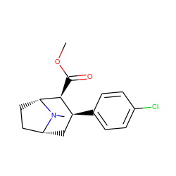 COC(=O)[C@H]1[C@@H](c2ccc(Cl)cc2)C[C@@H]2CC[C@H]1N2C ZINC000003785748