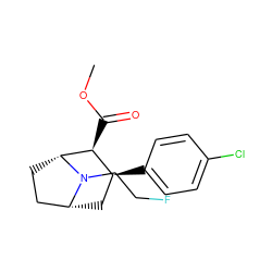 COC(=O)[C@H]1[C@@H](c2ccc(Cl)cc2)C[C@@H]2CC[C@H]1N2CCF ZINC000031977072