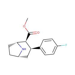 COC(=O)[C@H]1[C@@H](c2ccc(F)cc2)C[C@@H]2CC[C@H]1N2 ZINC000005997306