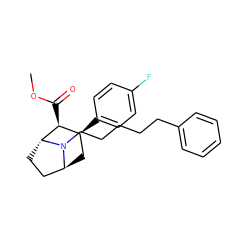 COC(=O)[C@H]1[C@@H](c2ccc(F)cc2)C[C@H]2CC[C@H]1N2CCCCCc1ccccc1 ZINC000100793259