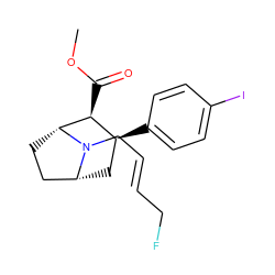 COC(=O)[C@H]1[C@@H](c2ccc(I)cc2)C[C@@H]2CC[C@H]1N2C/C=C/CF ZINC000058563667