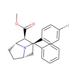 COC(=O)[C@H]1[C@@H](c2ccc(I)cc2)C[C@@H]2CC[C@H]1N2Cc1ccccc1 ZINC000013761880