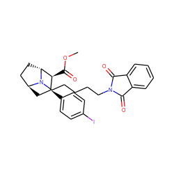 COC(=O)[C@H]1[C@@H](c2ccc(I)cc2)C[C@H]2CC[C@H]1N2CCCCCN1C(=O)c2ccccc2C1=O ZINC000101267308