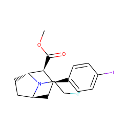 COC(=O)[C@H]1[C@@H](c2ccc(I)cc2)C[C@H]2CC[C@H]1N2CCF ZINC000100742393