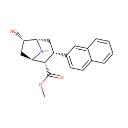 COC(=O)[C@H]1[C@@H](c2ccc3ccccc3c2)C[C@H]2[C@@H](O)C[C@H]1N2C ZINC000100891242